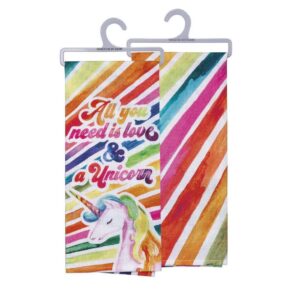primitives by kathy kitchen dish towel all you need is love and a unicorn