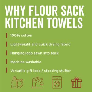 RubiaRojo Holiday Kitchen Towel – Festive AF – White Flour Sack Hand Towel