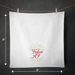 RubiaRojo Holiday Kitchen Towel – Festive AF – White Flour Sack Hand Towel