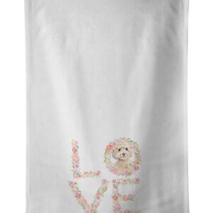 Caroline's Treasures WDK4562WTKT Champagne Cockapoo Love White Kitchen Towel Set of 2 Dish Towels Decorative Bathroom Hand Towel for Hand, Face, Hair, Yoga, Tea, Dishcloth, 19 X 25, White