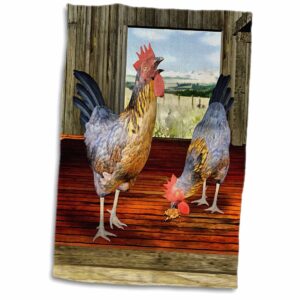 3D Rose Chickens in a Barn TWL_44513_1 Towel, 15" x 22"