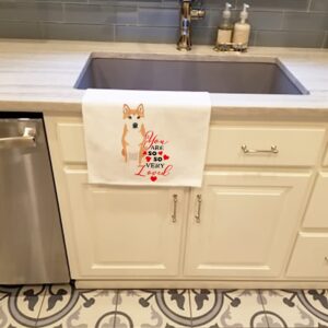 Caroline's Treasures WDK4031WTKT Shiba Inu Red #1 so Loved White Kitchen Towel Set of 2 Dish Towels Decorative Bathroom Hand Towel for Hand, Face, Hair, Yoga, Tea, Dishcloth, 19 X 25, White