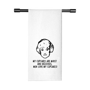 funny golden tv show inspired saying men loves my cupcakes blanche quotes kitchen towel dish towel (my cupcakes towel)