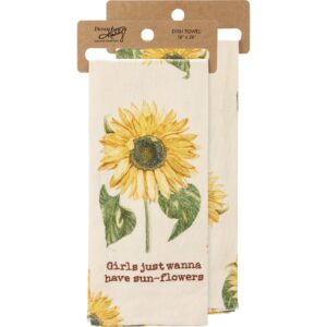primitives by kathy girls just want to have sun-flowers decorative kitchen towel, small