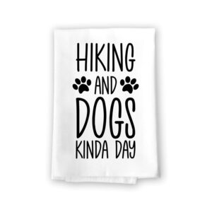 honey dew gifts, hiking and dogs kinda day, funny dog kitchen towels, hiking hand towel, decorative flour sack dish and kitchen towel, 27 inches by 27 inches