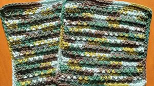 handmade crochet washcloths, dishcloths, 100% cotton set of 2 * thick and dense* (rickrack)