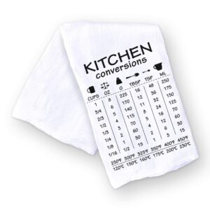 Handmade Funny Kitchen Towel - 100% Cotton Handy Dish Towel with Common Kitchen Conversions - 28x28 Inch Perfect for Chef Baker Housewarming Christmas Mother's Day Birthday Gift (Kitchen Conversion)