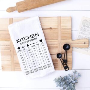 Handmade Funny Kitchen Towel - 100% Cotton Handy Dish Towel with Common Kitchen Conversions - 28x28 Inch Perfect for Chef Baker Housewarming Christmas Mother's Day Birthday Gift (Kitchen Conversion)