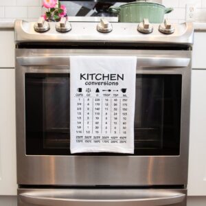 Handmade Funny Kitchen Towel - 100% Cotton Handy Dish Towel with Common Kitchen Conversions - 28x28 Inch Perfect for Chef Baker Housewarming Christmas Mother's Day Birthday Gift (Kitchen Conversion)