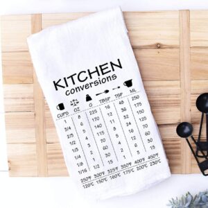 Handmade Funny Kitchen Towel - 100% Cotton Handy Dish Towel with Common Kitchen Conversions - 28x28 Inch Perfect for Chef Baker Housewarming Christmas Mother's Day Birthday Gift (Kitchen Conversion)