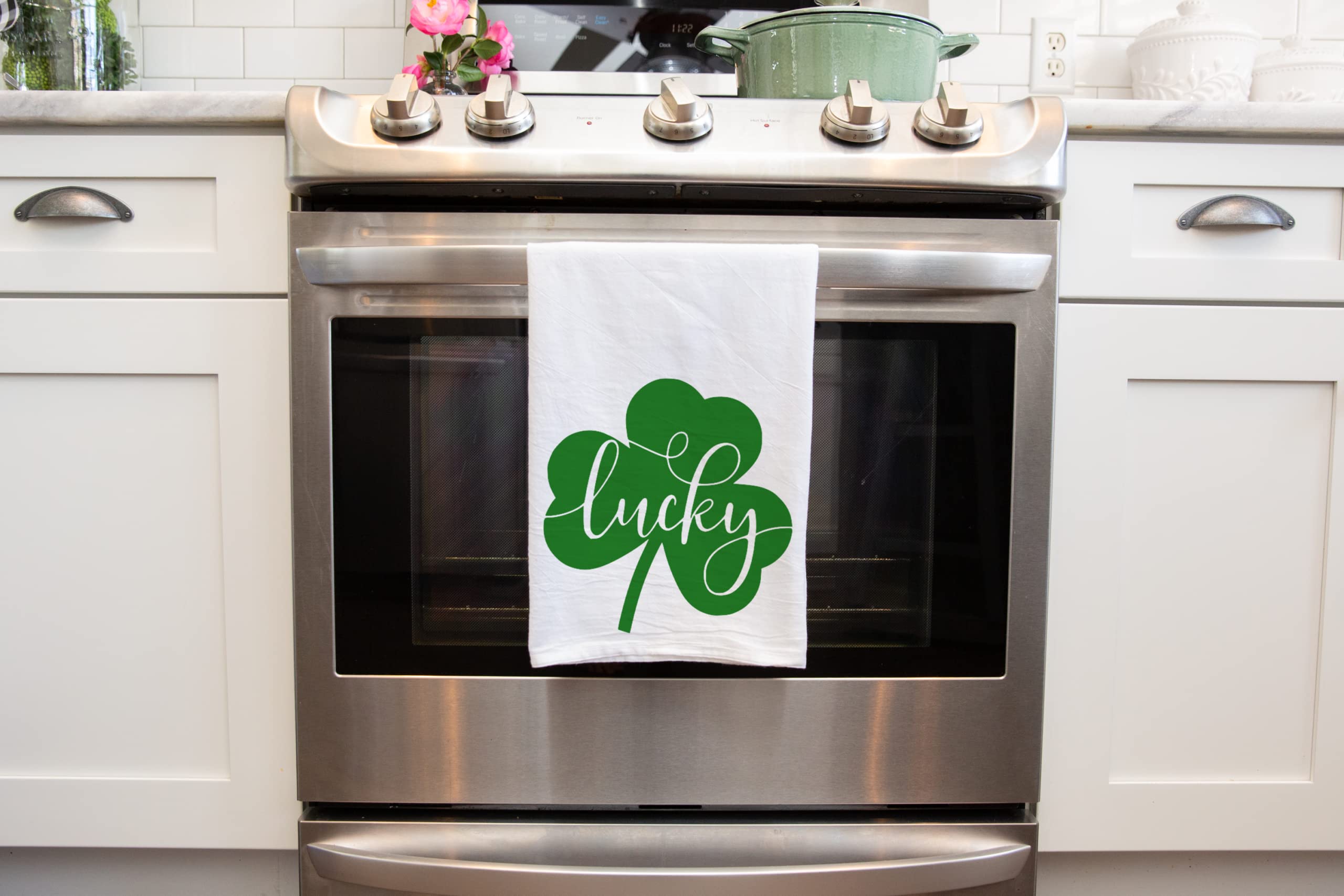 Handmade St Patricks Day Kitchen Towels - Luck of the Irish - 100% Cotton St Patricks Day Dish Towels for Kitchen-Bathroom - 28x29 Inch Perfect Housewarming Gifts for Seasonal-Irish Home Decorations