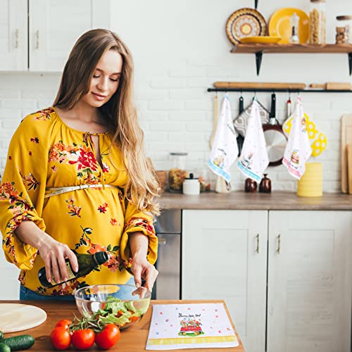 4 Pack Easter Kitchen Towels Easter Hand Towels Decorative Bunny Eggs Rabbit Towels Easter Dish Towels for Cooking Baking Drying Washing Dishes