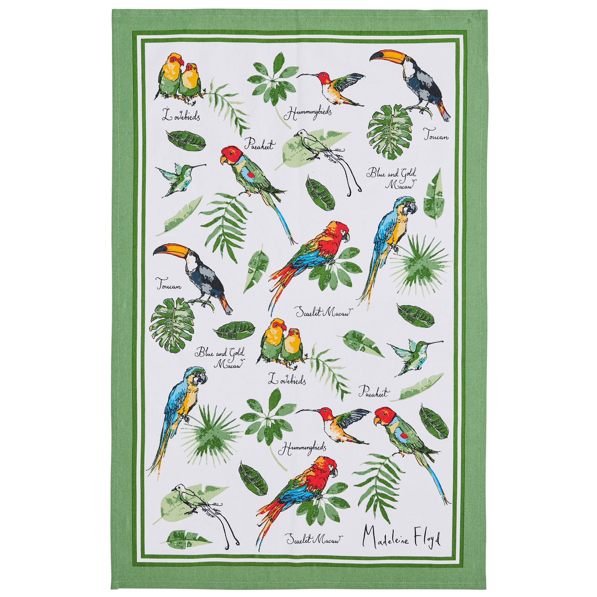 Madeleine Floyd Ulster Weaver Mf Tropical Birds Cotton Tea Towel, Multi