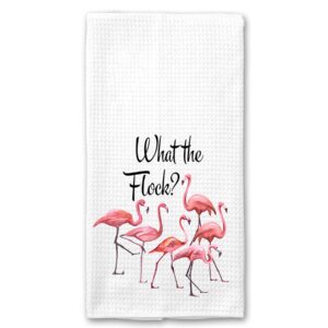 what the flock funny flamingo retro kitchen towel best friend gift