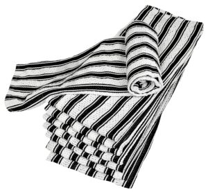 nouvelle legende striped basketweave towels, absorbent cotton tea cloths for dish and kitchen, 19 by 29 inches, 8 pack