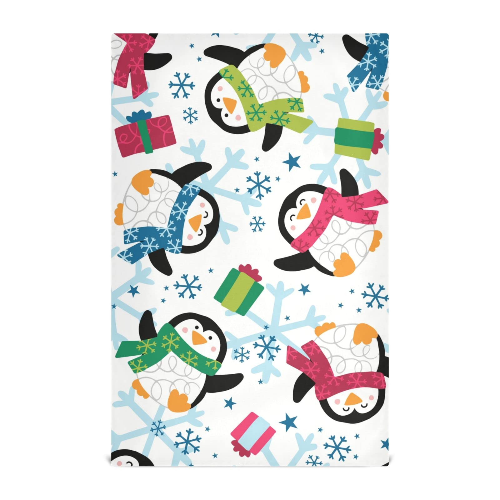 Qilmy Christmas Penguin Kitchen Dish Towel Set of 1, Soft Absorbent Dish Cloths Decorative Tea Bar Drying Towels, 18 x 28 Inch