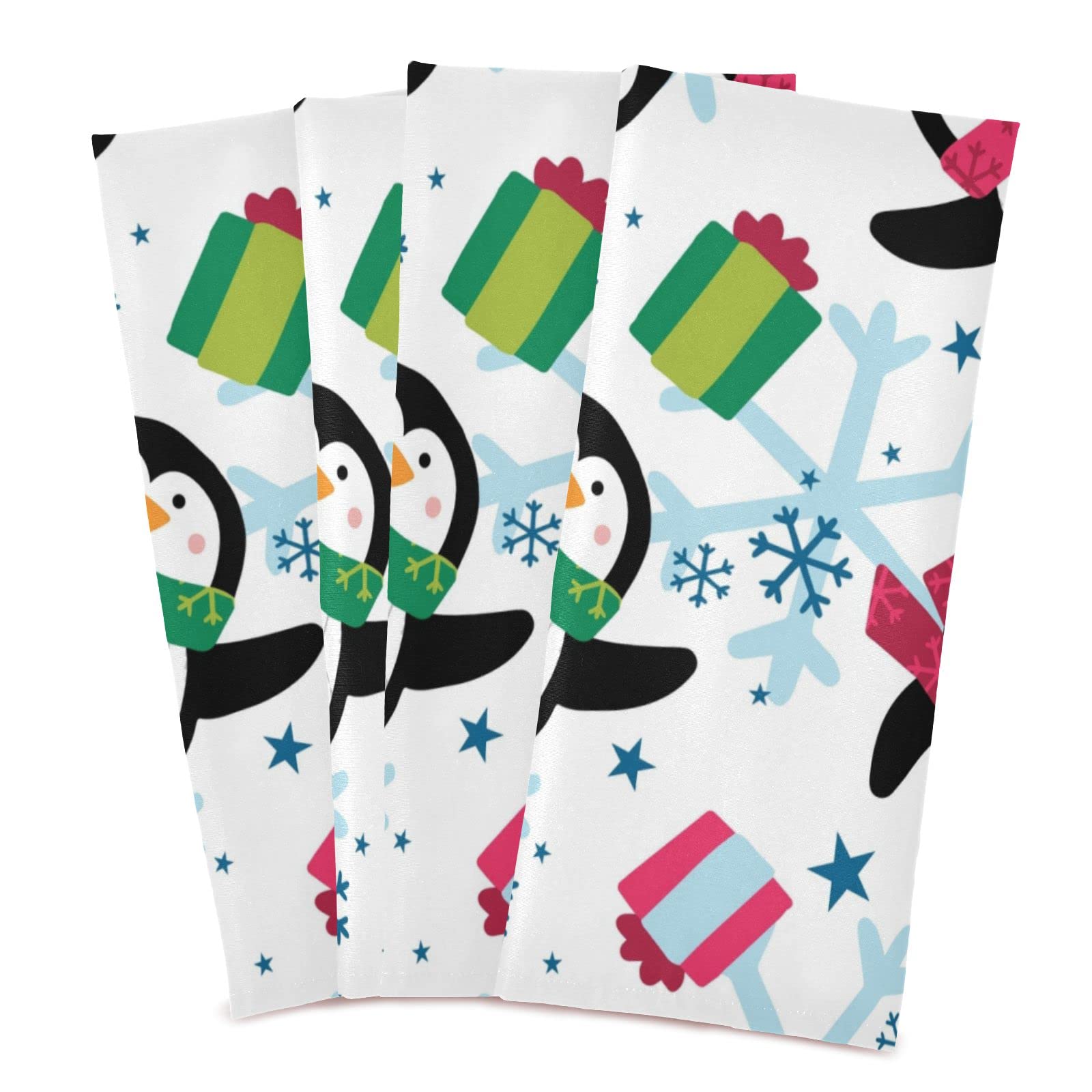 Qilmy Christmas Penguin Kitchen Dish Towel Set of 1, Soft Absorbent Dish Cloths Decorative Tea Bar Drying Towels, 18 x 28 Inch