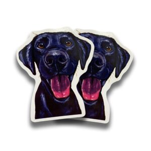 two black lab stickers, cute labrador vinyl sticker, black lab sticker for car or laptop