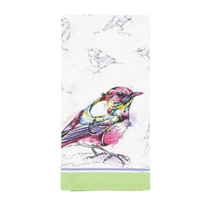 enesco izzy and oliver watercolors by abby diamond magenta bird tea towel dish cloth, 19.3 x 27 inch, multicolor
