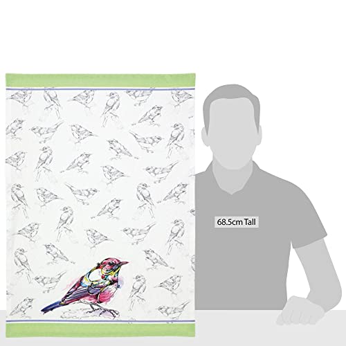 Enesco Izzy and Oliver Watercolors by Abby Diamond Magenta Bird Tea Towel Dish Cloth, 19.3 x 27 Inch, Multicolor