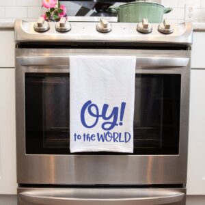 Funny Jewish Holiday Kitchen Towel Set, Jewish Puns, Oy to the World and Happy Challah Days Towel Set, Hostess and Housewarming Gift for Jewish Holiday (Oy to the World & Happy Challah Days)