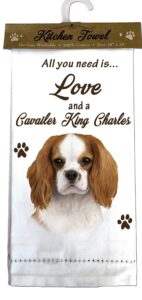 e&s pets king charles cavalier kitchen towels, off-white