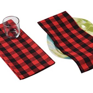 Gratico Kitchen Towels Set of 6 Buffalo Checks Red/Black Kitchen Towels 20X30 Inches 100% Cotton Highly Absorbent Kitchen Towels Premium Quality Ultra Soft Mitered Corners Kitchen Towels