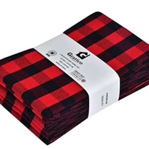 Gratico Kitchen Towels Set of 6 Buffalo Checks Red/Black Kitchen Towels 20X30 Inches 100% Cotton Highly Absorbent Kitchen Towels Premium Quality Ultra Soft Mitered Corners Kitchen Towels