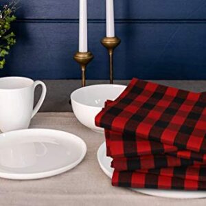 Gratico Kitchen Towels Set of 6 Buffalo Checks Red/Black Kitchen Towels 20X30 Inches 100% Cotton Highly Absorbent Kitchen Towels Premium Quality Ultra Soft Mitered Corners Kitchen Towels