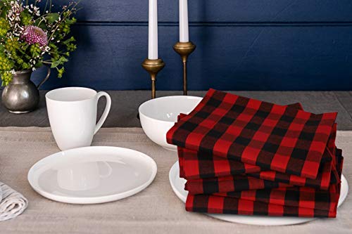 Gratico Kitchen Towels Set of 6 Buffalo Checks Red/Black Kitchen Towels 20X30 Inches 100% Cotton Highly Absorbent Kitchen Towels Premium Quality Ultra Soft Mitered Corners Kitchen Towels