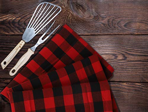 Gratico Kitchen Towels Set of 6 Buffalo Checks Red/Black Kitchen Towels 20X30 Inches 100% Cotton Highly Absorbent Kitchen Towels Premium Quality Ultra Soft Mitered Corners Kitchen Towels