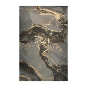 dallonan kitchen towels set of 4 luxury abstract black gray gold marble polyester soft absorbent dishcloths decorative towels for kitchen hand towels, dish towel, tea towels, 28x18 inch