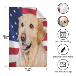 ALAZA Golden Retriever and American Flag Kitchen Towels Absorbent Dish Towels Soft Wash Clothes for Drying Dishes Cleaning Towels for Home Decorations Set of 4, 28 X 18 Inch