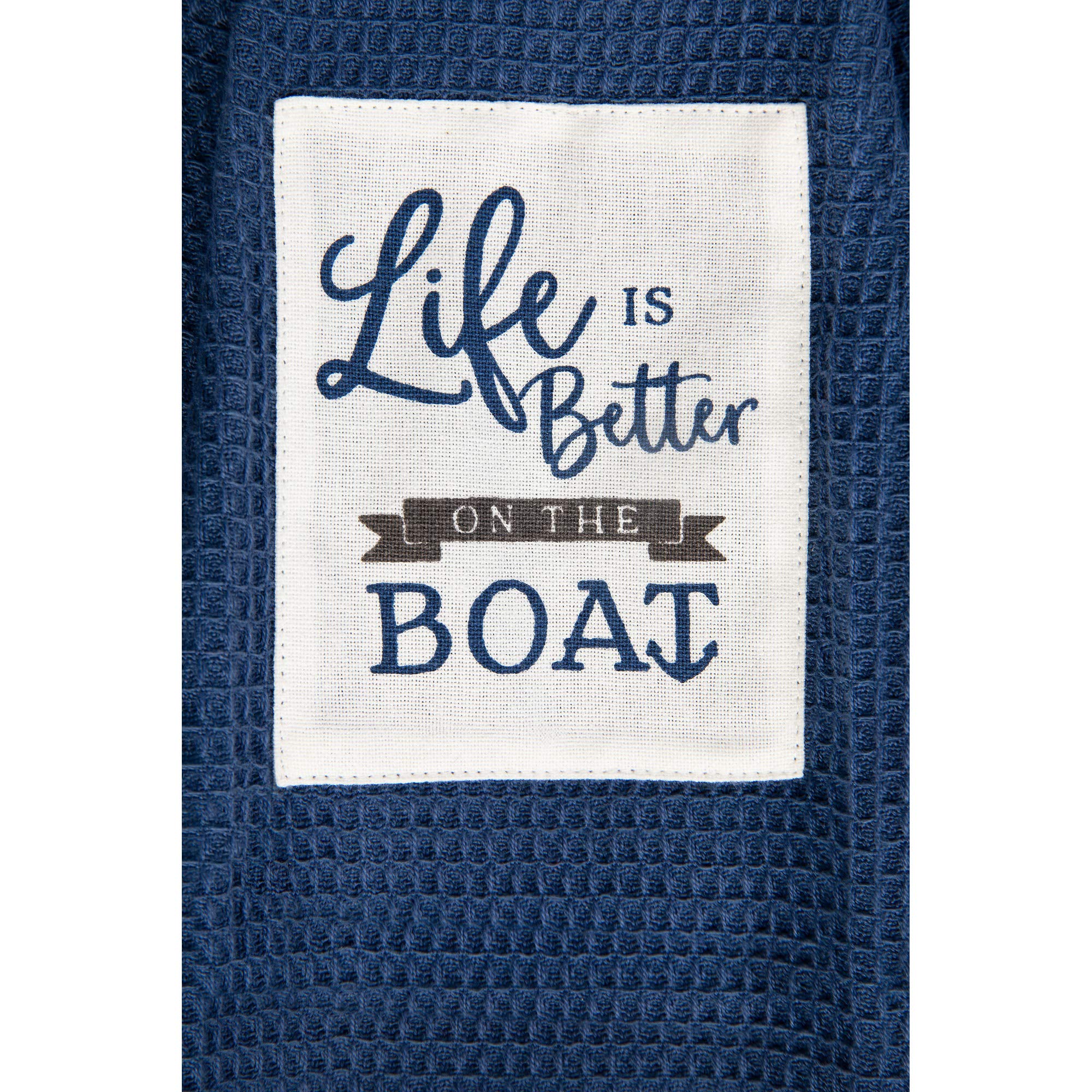 DEMDACO Boat Life Nautical Blue One Size Fits Most Waffle Weave Kitchen Dish Towel Boa