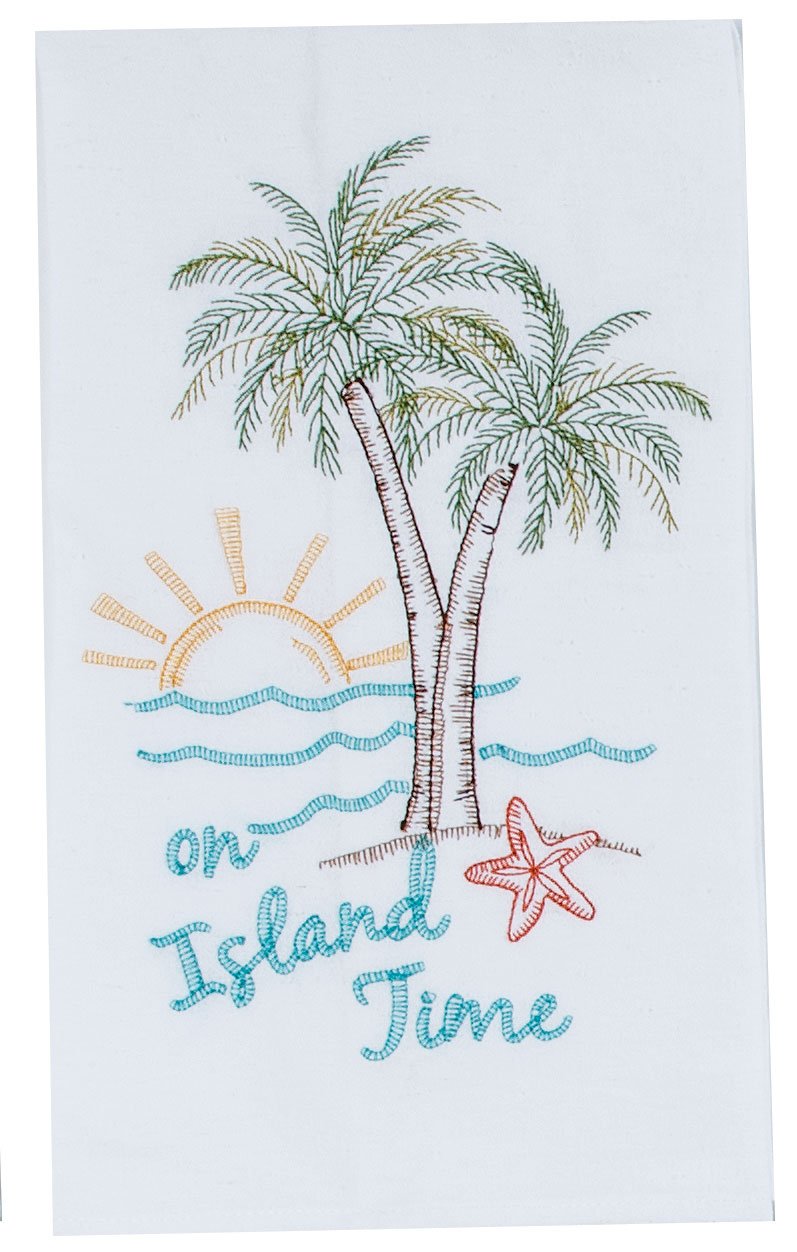 Kay Dee Designs A8555 Palm Tree Embroidered Flour Sack Towel