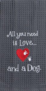 kay dee designs need dog love embroidered waffle towel