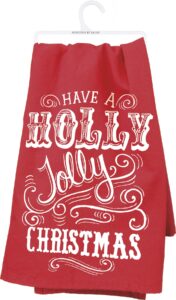 primitives by kathy decorative kitchen towel - have a holly jolly christmas, red & white festive design