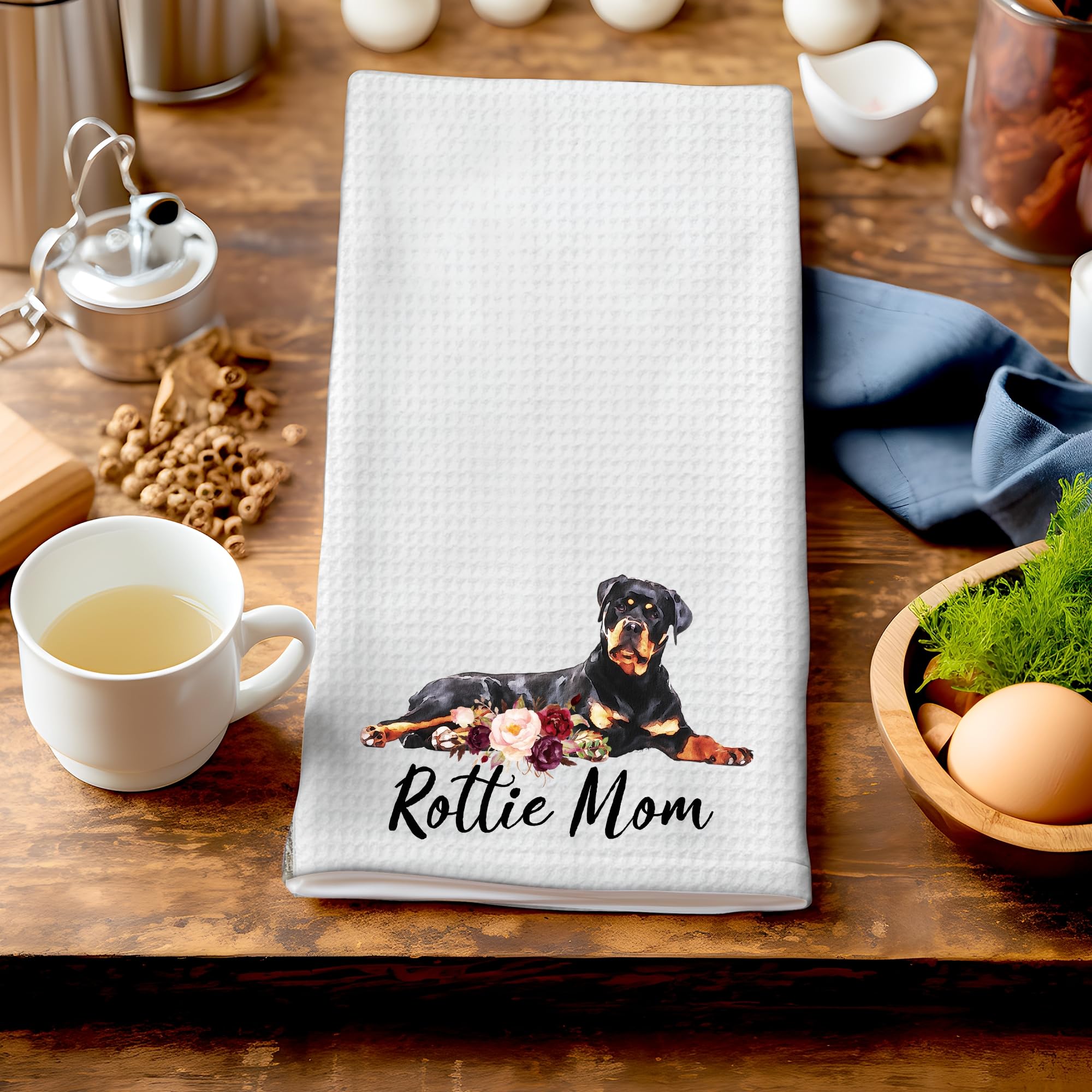 Rottie Mom Rottweiler Microfiber Kitchen Tea Bar Towel Gift for Animal Dog Lover