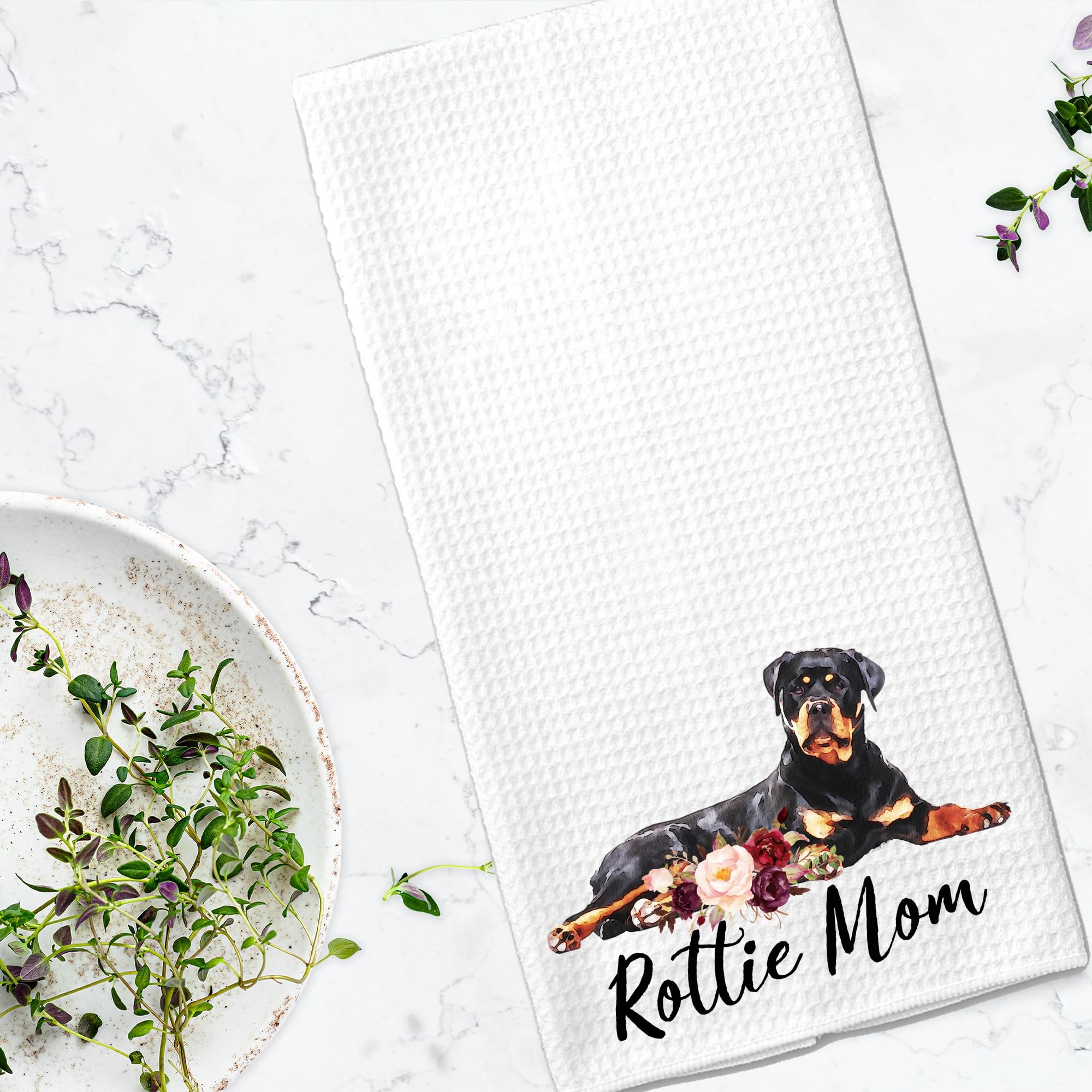 Rottie Mom Rottweiler Microfiber Kitchen Tea Bar Towel Gift for Animal Dog Lover