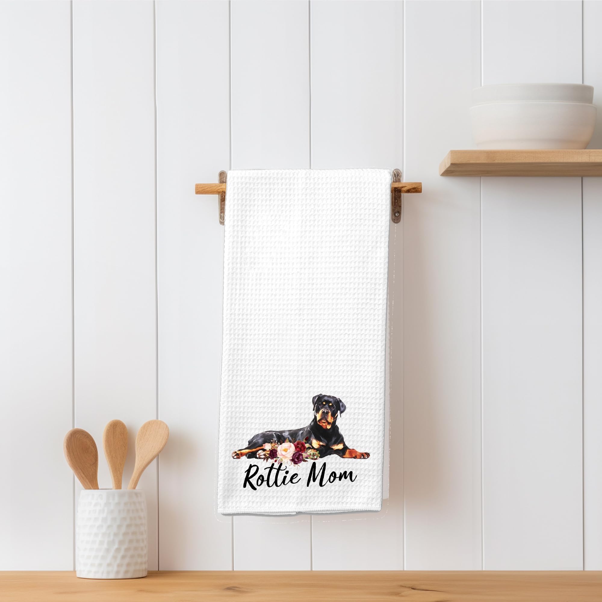 Rottie Mom Rottweiler Microfiber Kitchen Tea Bar Towel Gift for Animal Dog Lover