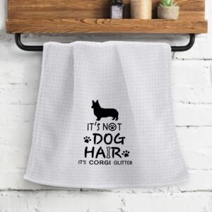 OHSUL It’s Not Dog Hair It’s Corgi Glitter Absorbent Kitchen Towels Dish Towels Dish Cloth,Funny Corgi Dog Hand Towels Tea Towel for Bathroom Kitchen Decor,Dog Lovers Girls Gifts