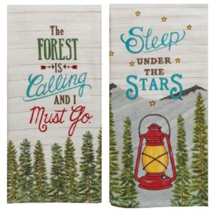 2 Piece Scenic Route Camping Dual Purpose Kitchen Towel Bundle, The Forest is Calling and Sleep Under The Stars