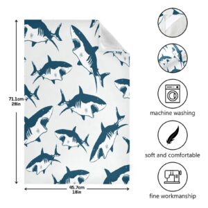 Kigai Cartoon Sharks Kitchen Towels 18x28 inch Ultra Soft Absorbent Quick Drying Kitchen Dish Towels Washable Cleaning Cloths Hand Towels Tea and Bar Towels, 1 Pack