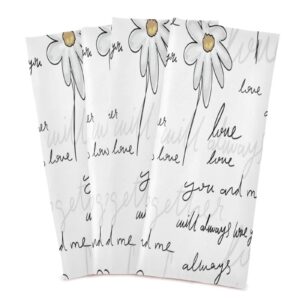 Kigai Love Daisy Flower Kitchen Towels, 18 x 28 Inch Super Soft and Absorbent Dish Cloths for Washing Dishes, 6 Pack Reusable Multi-Purpose Microfiber Hand Towels for Kitchen