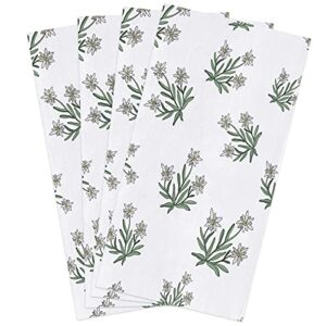 mueninele dish cloths kitchen towels, edelweiss flower plants austria hand drawn pattern dishcloths soft reusable cleaning cloths absorbent dish towels for household cleaning, 4 pack, 18"x28"