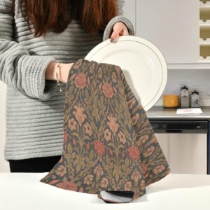 ALAZA William Morris Flowers Floral Prints124 Kitchen Towels Absorbent Dish Towels Soft Wash Clothes for Drying Dishes Cleaning Towels for Home Decorations Set of 6, 28 X 18 Inch