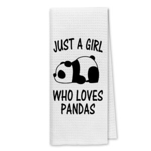 dibor just a girl who loves pandas kitchen towels dish towels dishcloth,funny panda decorative absorbent drying cloth hand towels tea towels for bathroom kitchen,panda lovers girls women gifts