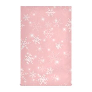 exnundod pink kitchen dish towels christmas snowflakes set of 4, kitchen towels winter themed dish cloth reusable cleaning dishcloth drying wiping decorative 18x28inch