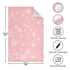 Exnundod Pink Kitchen Dish Towels Christmas Snowflakes Set of 4, Kitchen Towels Winter Themed Dish Cloth Reusable Cleaning Dishcloth Drying Wiping Decorative 18x28inch