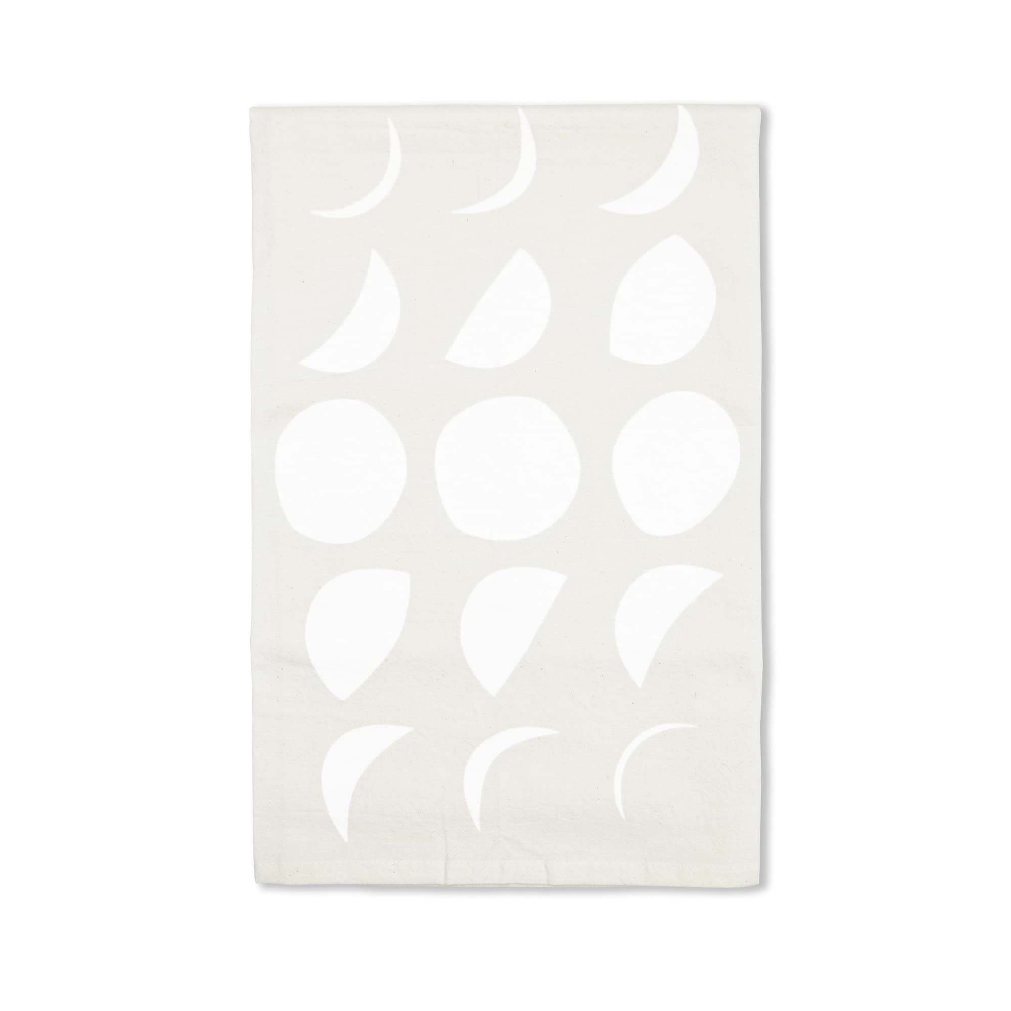 Moon Phase in White Screen Printed Organic Cotton Tea Towel